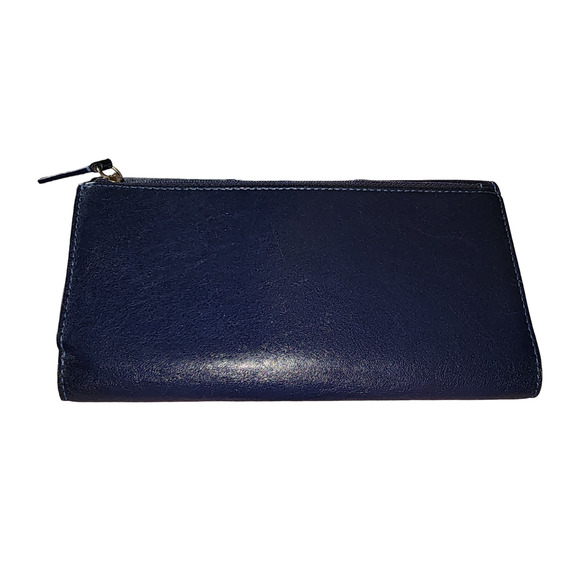 Coach dark blue leather tr-fold wallet - Picture 2 of 7